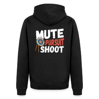 Mute Pursuit Shoot Archery Archer Hunting - Unisex Premium Organic Zip Hoodie - black - Back - Nico (187cm)