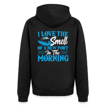 Kreuzfahrt Schiff Urlaub Familie - Unisex Premium Bio Zip Hoodie - Schwarz - Hinten - Nico (187cm)