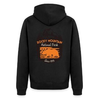 Rocky Mountain National Park US Flag Bear - Unisex Premium Organic Zip Hoodie - black - Back - Nico (187cm)