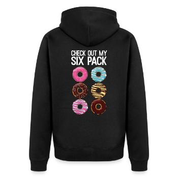 Check Out My Six Pack Funny Donut Lover Dad BOD - Unisex Premium Organic Zip Hoodie - black - Back - Nico (187cm)