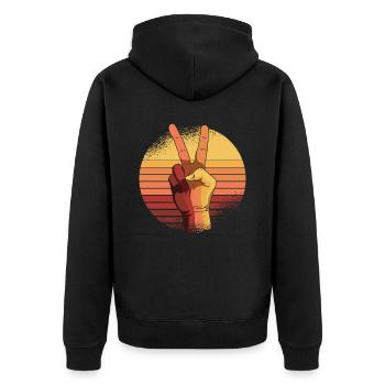 Peace Sign Vintage Peace Lover Positivity - Veste à capuche bio Premium Unisexe - noir - Dos - Nico (187cm)