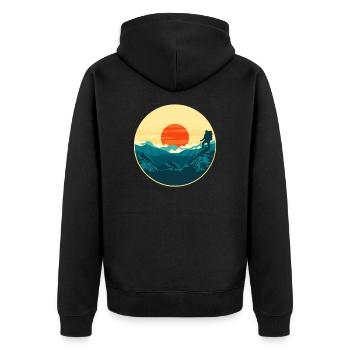 Wandern Berggipfel Landschaft Schöne Aussicht - Unisex Premium Bio Zip Hoodie - Schwarz - Hinten - Nico (187cm)