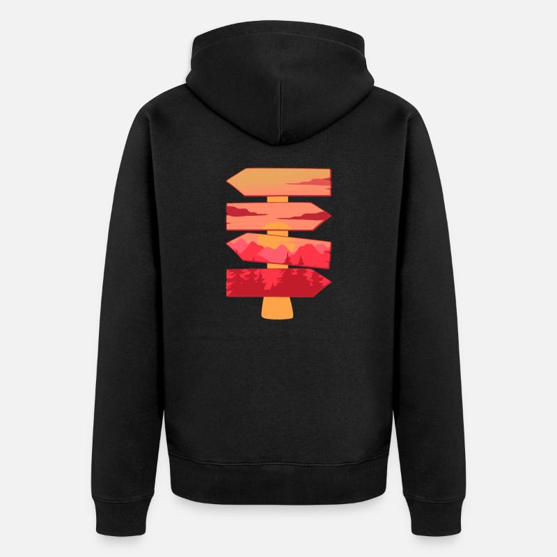Wanderziel Schild Scenery - Unisex Premium Bio Zip Hoodie - Schwarz