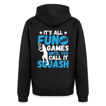 Racket Tennis Badminton Squash - Unisex Premium Bio Zip Hoodie - Schwarz - Hinten - Nico (187cm)