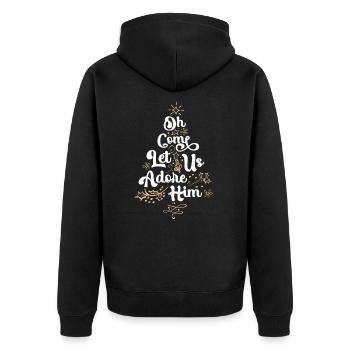 Oh komm, lass uns Ihn anbeten Religiöser Jesus - Unisex Premium Bio Zip Hoodie - Schwarz - Hinten - Nico (187cm)