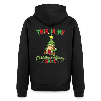 This Is My Christmas Pajama Shirt Xmas Pyjama - Unisex Premium Organic Zip Hoodie - black - Back - Nico (187cm)