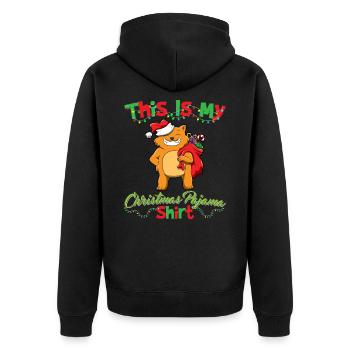 This Is My Christmas Pajama Shirt Xmas Pyjama - Unisex Premium Organic Zip Hoodie - black - Back - Nico (187cm)