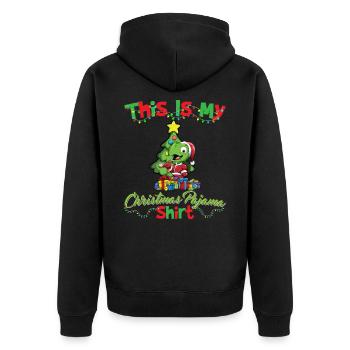 This Is My Christmas Pajama Shirt Xmas Pyjama - Unisex Premium Organic Zip Hoodie - black - Back - Nico (187cm)