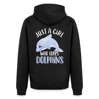 Juste une fille qui aime les dauphins Mignon dauphin drôle - Veste à capuche bio Premium Unisexe - noir - Dos - Nico (187cm)