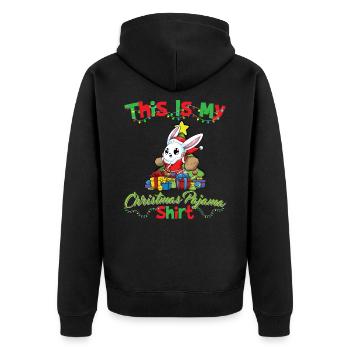 This Is My Christmas Pajama Shirt Xmas Pyjama - Unisex Premium Organic Zip Hoodie - black - Back - Nico (187cm)