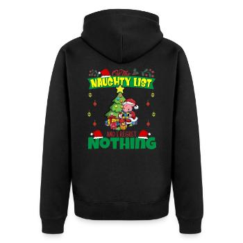 On The Naughty List And I Regret Nothing Santa - Unisex Premium Organic Zip Hoodie - black - Back - Nico (187cm)