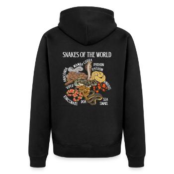 Die Schlangen der Welt - Unisex Premium Bio Zip Hoodie - Schwarz - Hinten - Nico (187cm)