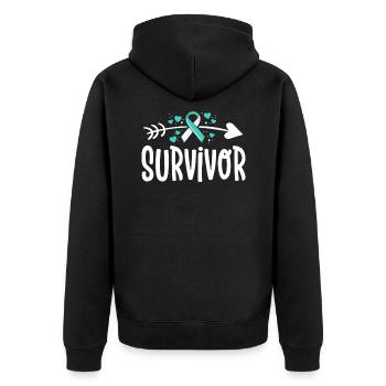 Gebärmutterhalskrebs Überlebende Bewusstsein Mutter Mutter Mutter - Unisex Premium Bio Zip Hoodie - Schwarz - Hinten - Nico (187cm)