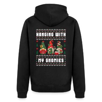Hängen mit meinen Gnomien Lustiger Gnom Hässlich - Unisex Premium Bio Zip Hoodie - Schwarz - Hinten - Nico (187cm)