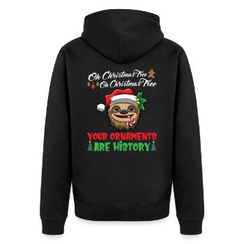 Oh Christmas Tree Your Ornaments Are History - Unisex Premium Organic Zip Hoodie - black - Back - Nico (187cm)