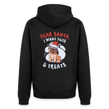 Lieber Weihnachtsmann Hund Mops Haustier - Unisex Premium Bio Zip Hoodie - Schwarz - Hinten - Nico (187cm)
