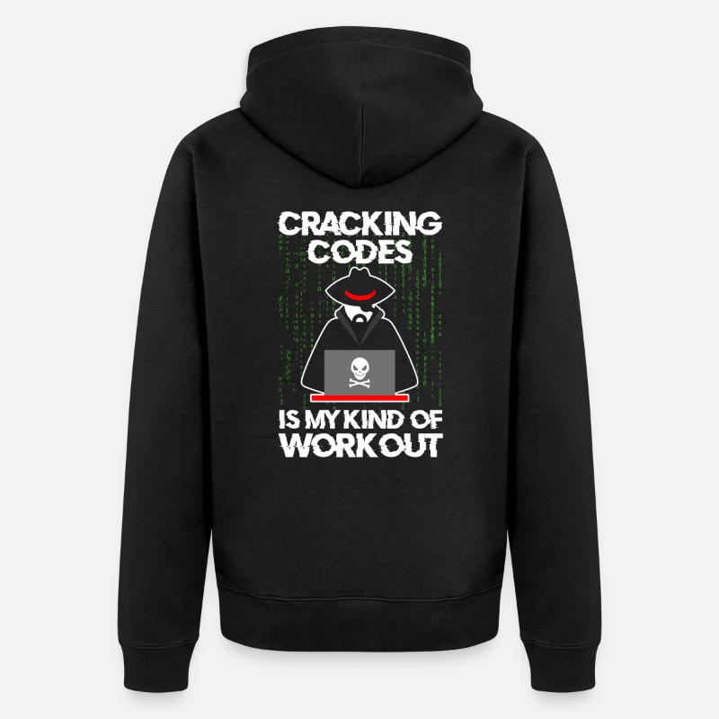 Cybersecurity Professional Hacker Cracking Codes - Unisex Premium Organic Zip Hoodie - black