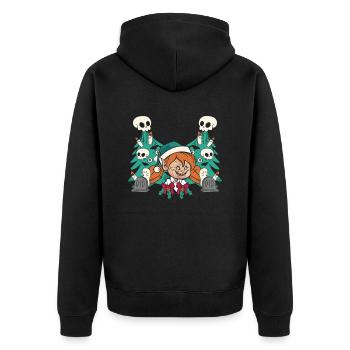 Evil Christmas Elf Zombie Holiday Horror - Unisex Premium Organic Zip Hoodie - black - Back - Nico (187cm)