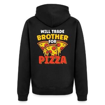 Échangera son frère contre un amateur de pizza drôle de frère - Veste à capuche bio Premium Unisexe - noir - Dos - Nico (187cm)
