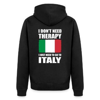 I Dont Need Therapy I Just Need to Go to Italy - Unisex Premium Bio Zip Hoodie - Schwarz - Hinten - Nico (187cm)