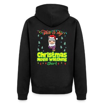 This Is My Christmas Movie Watching Shirt - Unisex Premium Organic Zip Hoodie - black - Back - Nico (187cm)