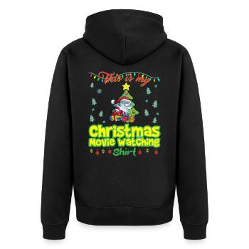 This Is My Christmas Movie Watching Shirt - Unisex Premium Organic Zip Hoodie - black - Back - Nico (187cm)