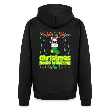 This Is My Christmas Movie Watching Shirt - Unisex Premium Organic Zip Hoodie - black - Back - Nico (187cm)