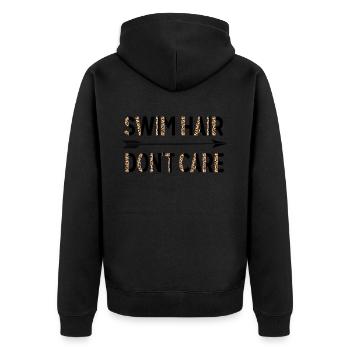 Schwimmen Haare kümmern sich nicht niedlich Schwimmen treffen lustig - Unisex Premium Bio Zip Hoodie - Schwarz - Hinten - Nico (187cm)