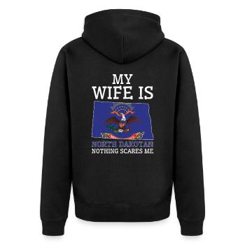 Nichts macht mir Angst North Dakotan Frau North - Unisex Premium Bio Zip Hoodie - Schwarz - Hinten - Nico (187cm)