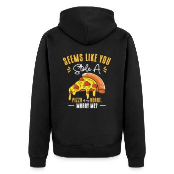 Pizza Foodie Relationship Fast Food Pick Up Lines - Unisex Premium Organic Zip Hoodie - black - Back - Nico (187cm)