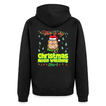 This Is My Christmas Movie Watching Shirt - Unisex Premium Organic Zip Hoodie - black - Back - Nico (187cm)