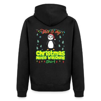 This Is My Christmas Movie Watching Shirt - Unisex Premium Organic Zip Hoodie - black - Back - Nico (187cm)