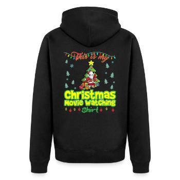 This Is My Christmas Movie Watching Shirt - Unisex Premium Organic Zip Hoodie - black - Back - Nico (187cm)