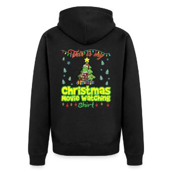 This Is My Christmas Movie Watching Shirt - Unisex Premium Organic Zip Hoodie - black - Back - Nico (187cm)