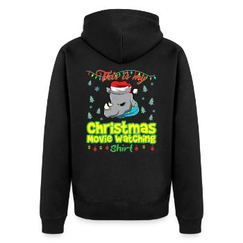 This Is My Christmas Movie Watching Shirt - Unisex Premium Organic Zip Hoodie - black - Back - Nico (187cm)