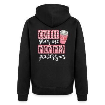 coffee gives me mommy powers darks - Unisex Premium Organic Zip Hoodie - black - Back - Nico (187cm)