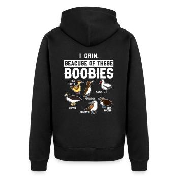 Funny Booby Seabirds Collection - Unisex Premium Organic Zip Hoodie - black - Back - Nico (187cm)