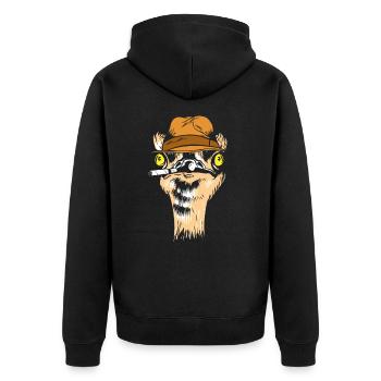 Detective Ostrich Animal Smoking Formal Suit - Unisex Premium Organic Zip Hoodie - black - Back - Nico (187cm)