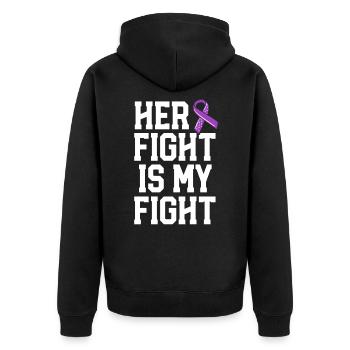 Ihr Kampf ist Mastozytose Bewusstsein MCAS - Unisex Premium Bio Zip Hoodie - Schwarz - Hinten - Nico (187cm)