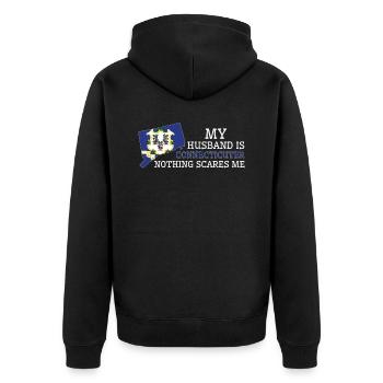 Nothing Scares Me Connecticuter Husband - Unisex Premium Organic Zip Hoodie - black - Back - Nico (187cm)