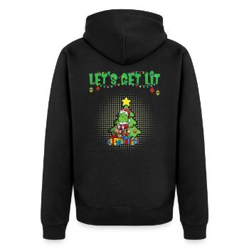 Let's Get Lit Advent Season Christmas Party X-Mas - Unisex Premium Organic Zip Hoodie - black - Back - Nico (187cm)