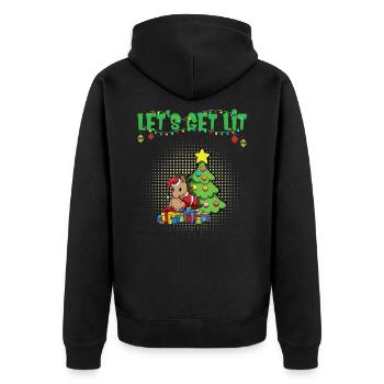 Let's Get Lit Advent Season Christmas Party X-Mas - Unisex Premium Organic Zip Hoodie - black - Back - Nico (187cm)