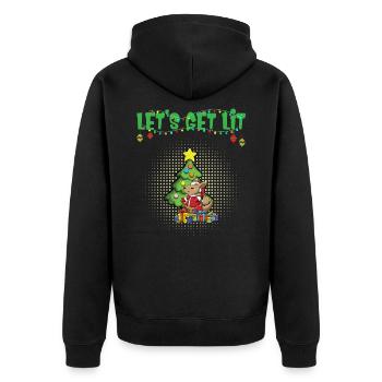 Let's Get Lit Advent Season Christmas Party X-Mas - Unisex Premium Organic Zip Hoodie - black - Back - Nico (187cm)
