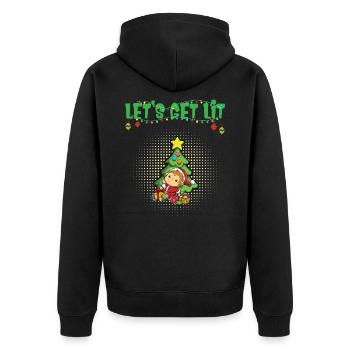 Let's Get Lit Advent Season Christmas Party X-Mas - Unisex Premium Organic Zip Hoodie - black - Back - Nico (187cm)