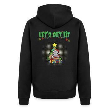 Let's Get Lit Advent Season Christmas Party X-Mas - Unisex Premium Organic Zip Hoodie - black - Back - Nico (187cm)