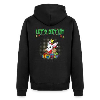 Let's Get Lit Advent Season Christmas Party X-Mas - Unisex Premium Organic Zip Hoodie - black - Back - Nico (187cm)