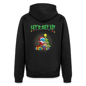 Let's Get Lit Advent Season Christmas Party X-Mas - Unisex Premium Organic Zip Hoodie - black - Back - Nico (187cm)