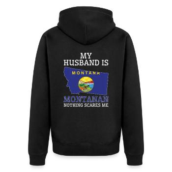 Nichts macht mir Angst Montanan Husband Montana - Unisex Premium Bio Zip Hoodie - Schwarz - Hinten - Nico (187cm)