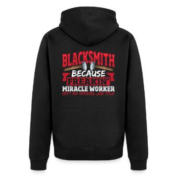 Blacksmith Official Job Title Blacksmithing - Unisex Premium Bio Zip Hoodie - Schwarz - Hinten - Nico (187cm)