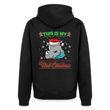 This Is My First Christmas Toddler One Year X-Mas - Unisex Premium Bio Zip Hoodie - Schwarz - Hinten - Nico (187cm)